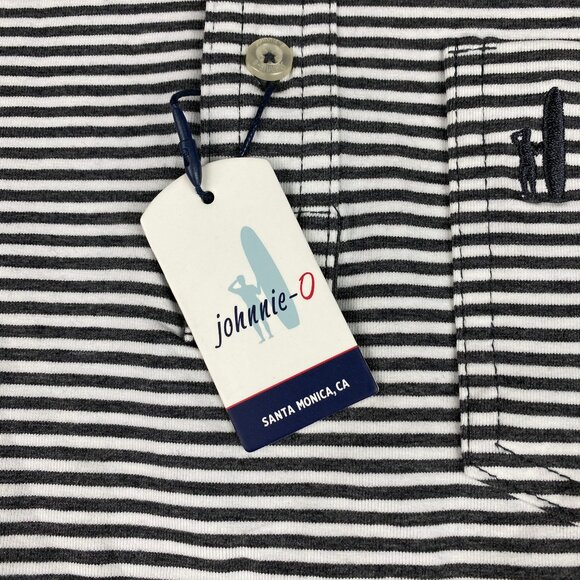 NWT Johnnie-O Hanging Out Polo Men's Size Small Gray White Striped - Picture 5 of 10
